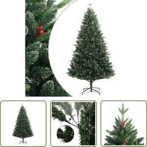 The Living Store Arbre de Noël artificiel pliable avec baies rouges 24... pas cher