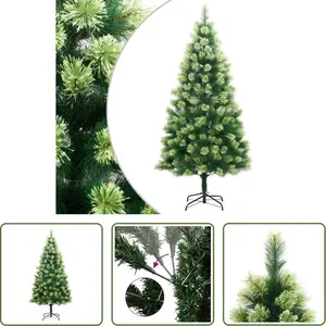 The Living Store Arbre de Noël artificiel pliable avec support 210 cm pas cher