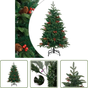 The Living Store Arbre de Noël artificiel pliable avec cônes et baies ... pas cher