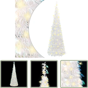 The Living Store Sapin de Noël Pop-Up Artificiel 200 LEDs Blanc 210 cm pas cher