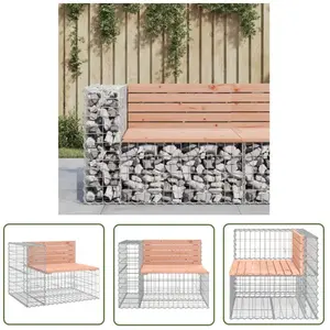 The Living Store - Banc jardin design gabion 92x71x65,5 cm bois massif... pas cher