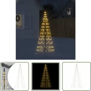 The Living Store Sapin de Noël à LED pour mât de drapeau 200 LED blanc... pas cher