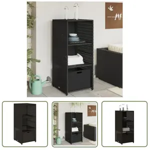 The Living Store - Armoire de rangement de jardin noir 50x55x115 cm résine tressée - Meuble De Jardin - Coffre De Jardin - Rangement Exterieur pas cher