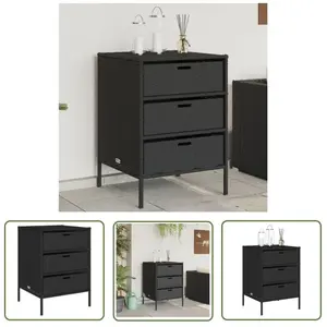 The Living Store - Armoire de rangement de jardin noir 55x59x80 cm résine tressée - Coffre De Jardin - Rangements Exterieur - Mobilier De Jardin pas cher