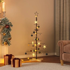 The Living Store Sapin de Noël en métal avec support en bois noir 120 ... pas cher