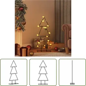 The Living Store Sapin de Noël en métal Déco Noir 60 cm pas cher