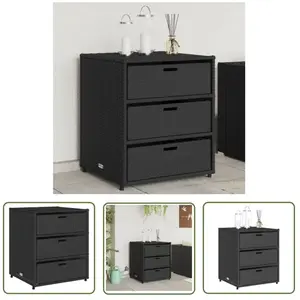 The Living Store - Armoire de rangement de jardin noir 55x59x69 cm résine tressée - Coffre De Jardin - Rangements Exterieur - Mobilier De Jardin pas cher
