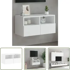 The Living Store Meuble TV mural blanc 60x30x30 cm en bois composite pas cher