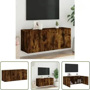 The Living Store Armoire TV murale en chêne fumé 100x30x41 cm pas cher