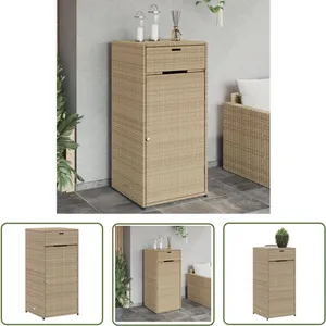 The Living Store - Armoire de rangement de jardin beige 55x55x111cm résine tressée - Coffre De Jardin - Rangements Exterieur - Mobilier De Jardin pas cher