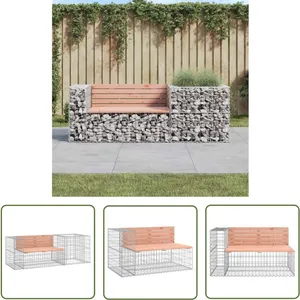 Banc de jardin avec panier en gabion bois massif de douglas - Banc De Jardin - Mobilier De Jardin - Siège De Jardin - Banc En Gabion - Bois De pas cher