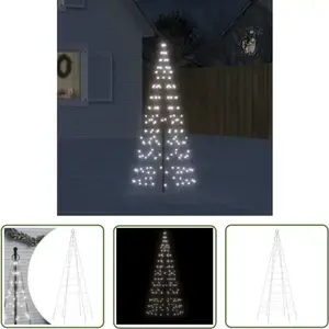The Living Store Sapin de Noël à LED pour mât de drapeau 200 LED blanc... pas cher