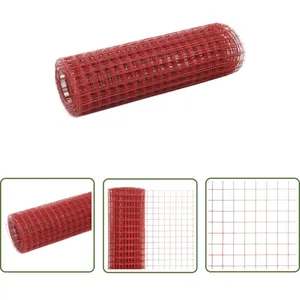Grillage Acier avec revêtement en pvc 10x0,5 m Rouge - Clôture - Grillage - Clôture Rigide - Protection Jardin - Animal Domestique - The Living Store pas cher