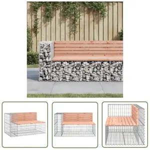 The Living Store - Banc jardin design gabion 122x71x65,5 cm bois massi... pas cher