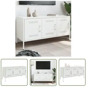 The Living Store Armoire TV blanche 100,5x39x50,5 cm Acier pas cher