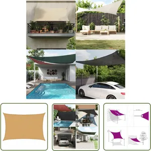 Voile d'ombrage 160 g/m² rectangulaire sable 3,5x5 m pehd - Voile D'ombrage - Parasol - Abri Solaire - Toile Ombrage - Protection Solaire - The pas cher