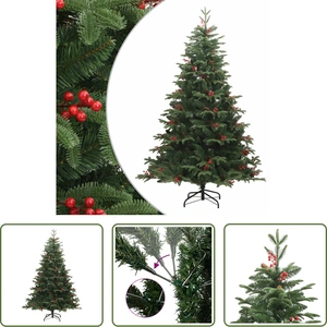 The Living Store Arbre de Noël artificiel pliable avec cônes et baies ... pas cher