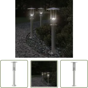 Lampadaire d'extérieur argenté 60 cm acier inoxydable - Lampadaire Ext... pas cher