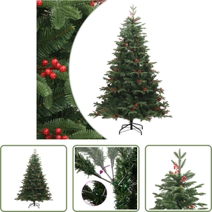 The Living Store Arbre de Noël artificiel pliable avec cônes & baies 1... pas cher