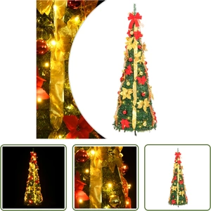 The Living Store Sapin de Noël Pop-Up Artificiel 100 LED Vert 150 cm pas cher