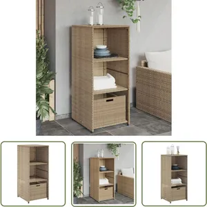 The Living Store - Armoire de rangement de jardin beige 50x55x115cm résine tressée - Meuble De Jardin - Coffre De Jardin - Rangement Extérieur pas cher