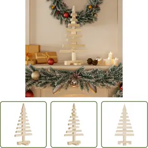 The Living Store Sapin de Noël en bois à décorer 60 cm Pin massif pas cher