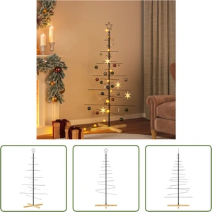 The Living Store Sapin de Noël en métal avec support en bois noir 150 ... pas cher