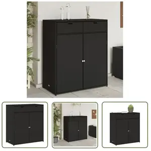 The Living Store Armoire de jardin noir 105x55x113 cm Poly rotin pas cher