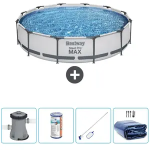 Bestway Rond Steel Pro MAX Zwembad - 366 x 76 cm - Grijs - Inclusief P...