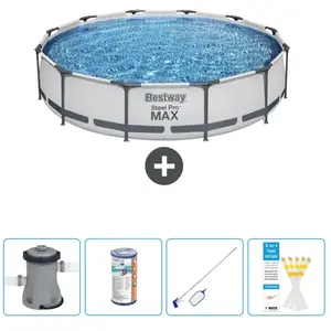 Bestway Rond Steel Pro MAX Zwembad - 366 x 76 cm - Grijs - Inclusief P... pas cher