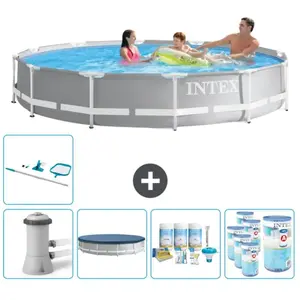 Intex Rond Prism Frame Zwembad - 366 x 76 cm - Grijs - Inclusief Pomp ... pas cher