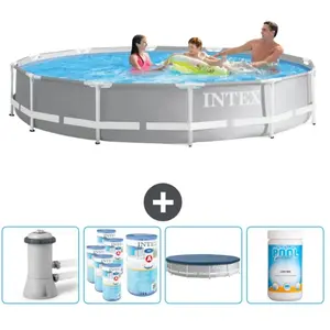 Intex Rond Prism Frame Zwembad - 366 x 76 cm - Grijs - Inclusief Pomp ...