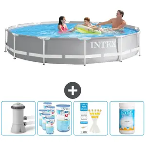 Intex Rond Prism Frame Zwembad - 366 x 76 cm - Grijs - Inclusief Pomp ...