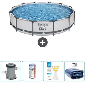 Bestway Rond Steel Pro MAX Zwembad - 366 x 76 cm - Grijs - Inclusief P... pas cher