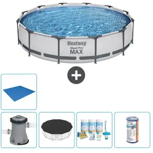 Bestway Rond Steel Pro MAX Zwembad - 366 x 76 cm - Grijs - Inclusief P... pas cher