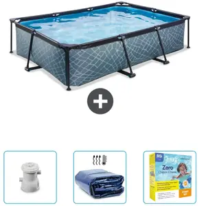 Comparateur de prix : EXIT Rechthoekig Stone Frame Zwembad - 300 x 200 x 65 cm - Inclusief P...