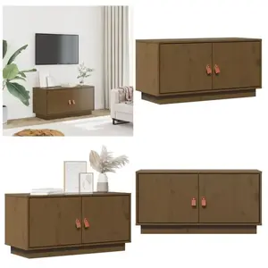 Vidaxl - Meuble tv Marron miel 80x34x40 cm Bois de pin massif - Meuble... pas cher