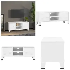 Vidaxl - Meuble tv industriel Blanc 105x35x42 cm Métal - Meubles Tv - ... pas cher