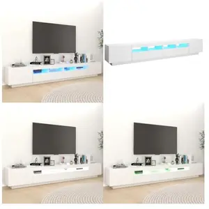 Vidaxl - Meuble tv avec lumières led Blanc 260x35x40 cm - Meuble Tv - Meuble Téléviseur - Meuble Audiovisuel - Éclairage Led - Rgb - Home & Living pas cher