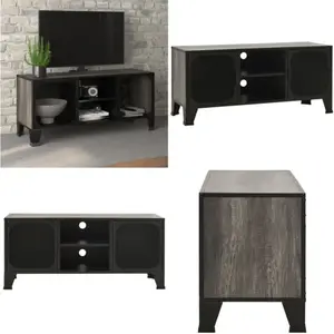 vidaXL Armoire TV Gris 105x36x47 cm Métal et MDF - Armoire TV - Armoir... pas cher