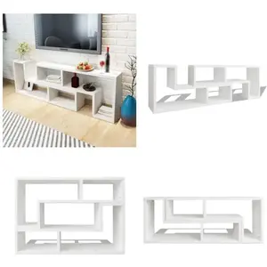 vidaXL Meuble tv double en forme de l Blanc - meuble tv - meubles tv - Home & Living - Blanc pas cher