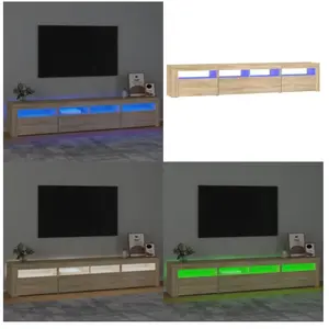 Vidaxl - Meuble tv avec lumières led Chêne sonoma 210x35x40 cm - Meubl... pas cher