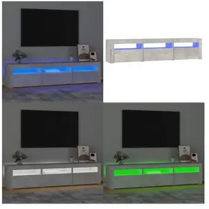 Vidaxl - Meuble tv avec lumières led Gris béton 180x35x40 cm - meuble ... pas cher