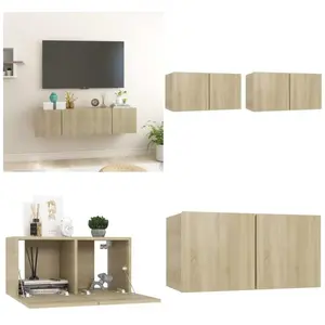 vidaXL Meubles tv suspendus 2 pcs Chêne sonoma 60x30x30 cm - Meuble Tv Mural - Meuble Tv Suspendu - Rangement Salon - Étagère Murale - Console Tv - Home & pas cher