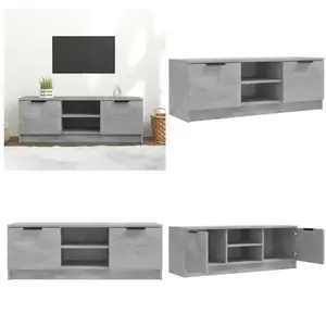 vidaXL Meuble TV Gris béton 102x35x36,5 cm Bois d'ingénierie - meuble ... pas cher