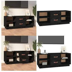Vidaxl - Meuble tv Noir 100x34x40 cm Bois de pin massif - Meubles Tv -... pas cher