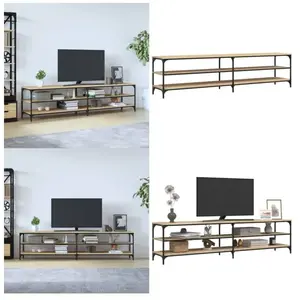 vidaXL Meuble TV chêne sonoma 200x30x50 cm bois d'ingénierie et métal ... pas cher