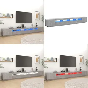 Vidaxl - Meuble tv avec lumières led Gris béton 300x35x40 cm - Meuble Tv - Meuble Téléviseur - Meuble Tv Led - Éclairage Led - Meuble Gris - Home & pas cher