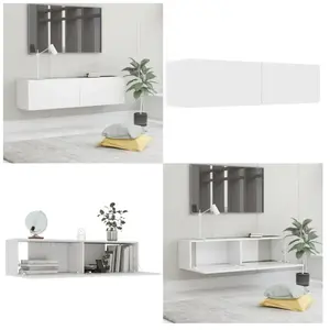 vidaXL Meuble tv Blanc 120x30x30 cm Bois d'ingénierie - meuble - tv - Home & Living - Blanc pas cher