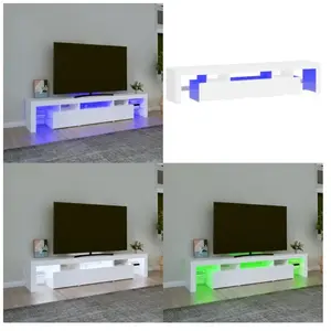Vidaxl - Meuble tv avec lumières led Blanc 200x36,5x40 cm - meuble tv ... pas cher